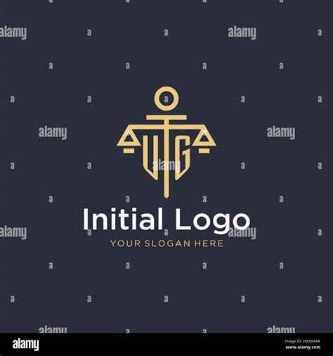 UG Initial Monogram Logo With Scale And Pillar Style Design Ideas Stock