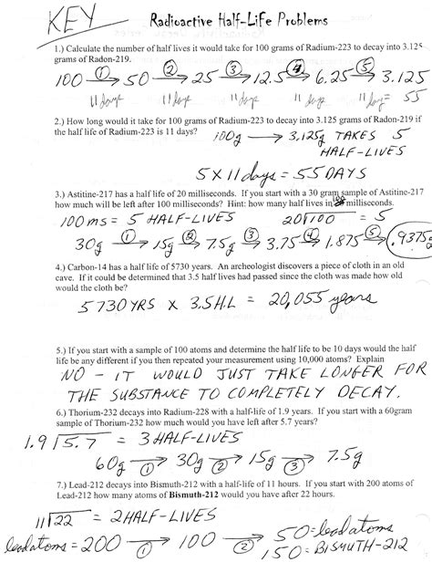 Half Life Reactions Worksheet