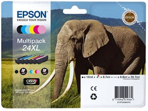 6 Epson Druckerpatronen Tinte 24 XL T2438 BK C M Y LC LM