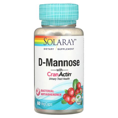 Solaray D Mannose With Cranactin Urinary Tract Health 60