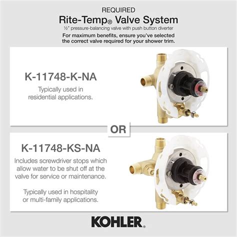 Kohler Components Rite Temp Shower Valve Trim With Diverter And Oyl