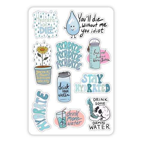 Stay Hydrated Mini Sticker Sheet Big Moods Worksheets Library