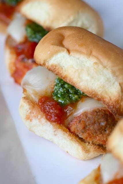 Mini Meatball Sliders With Basil Pesto Everyday Annie