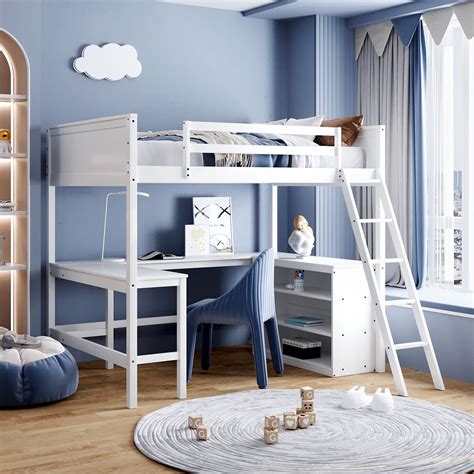 Arcticscorpion Loft Bed With Convertible Ladderfull Size Loft Bed With