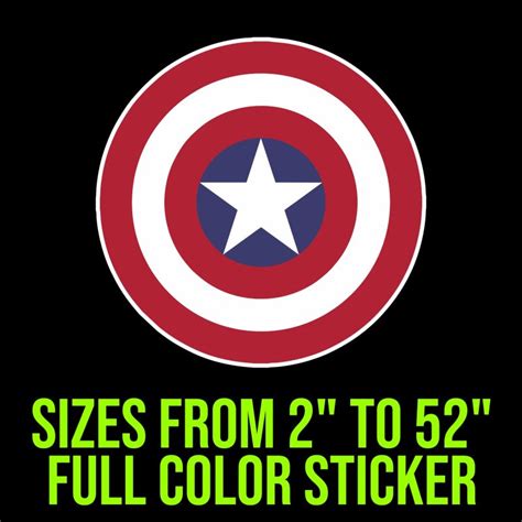 Captain America – Full Color Vinyl Sticker – Custom Size – Sports ...