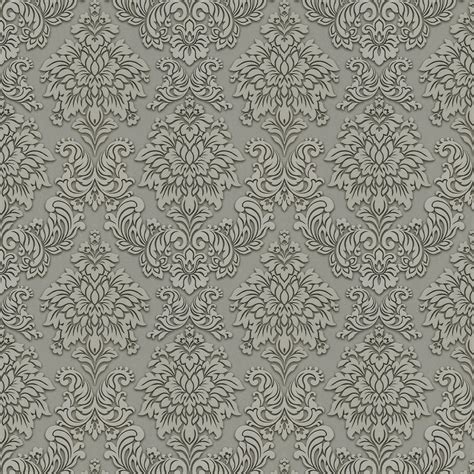 Contemporary Damask By Metropolitan Stories Grey Wallpaper