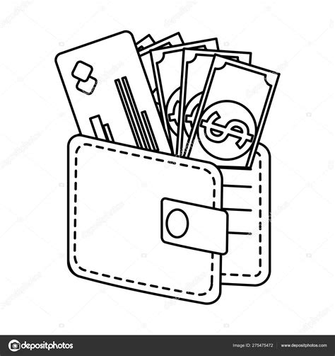 Wallet With Money Clipart Black And White