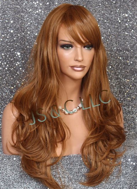 STRAWBERRY BLONDE Stunning Human Hair Blend Wig Long Layered Wavy Full