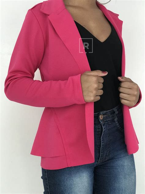 Kit Lote 5 Blazer Terninho Feminino Babado Neoprene RSL Moda