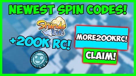 200K RC NEWEST Spin Codes For 200 Spins 200K Rell Coins In Shindo