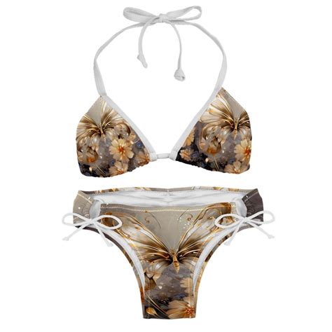 Butterfly Fission Diagram Detachable Sponge Adjustable Strap Bikini Set