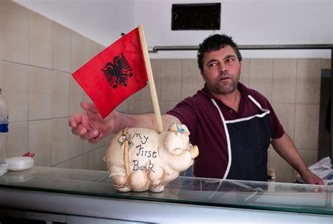 Tirana Economy Shop Butchery Piggy Bank Albanian Flag The Leica