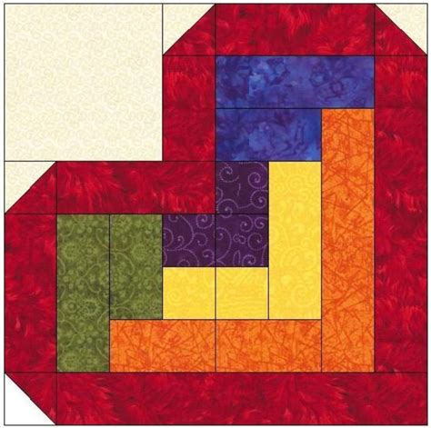 Log Cabin Heart Quilt Block Pattern Log Cabin Quilt Pattern Crazy