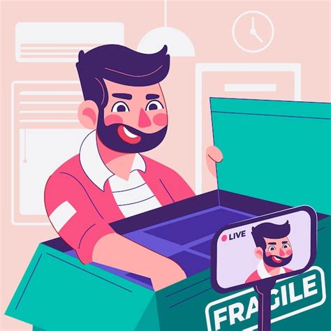 Handgezeichnete Unboxing Illustration Premium Vektor