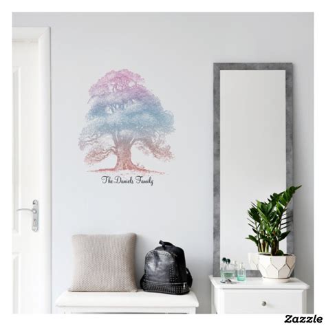 Monogram Family Oak Tree Wall Decal | Zazzle.com