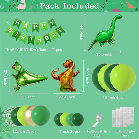 Dinosaur Party Balloon Garland Kit 119pcs Jurassic World Three Rex Balloon Kit With Green Gold