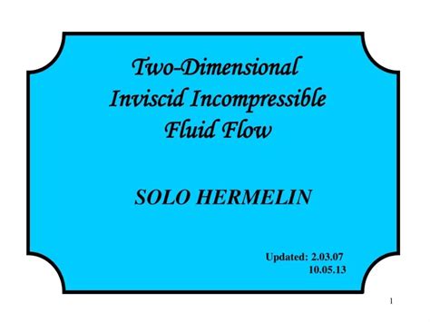 Ppt Two Dimensional Inviscid Incompressible Fluid Flow Powerpoint