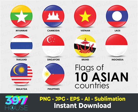 World Flags SVG, Asian Flags Png, Vector Square Shape, Group of Asian ...