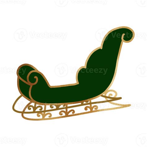 Green Luxurious Santa Sleigh 32753058 Png