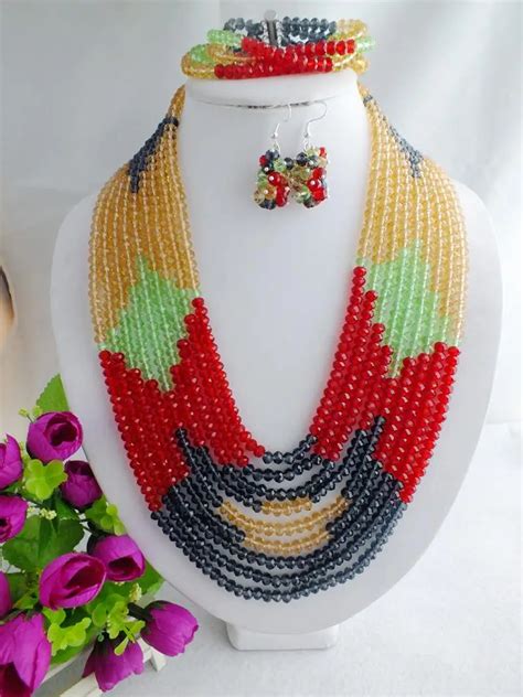 Colorful African Wedding Party Crystal Beads African Beads Jewelry Set