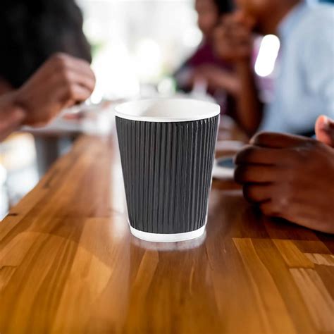 Black Triple Wall Ripple Hot Cup Oz Cl EcoBoxes