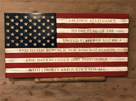 Wooden Pledge Of Allegiance American Flag Etsy