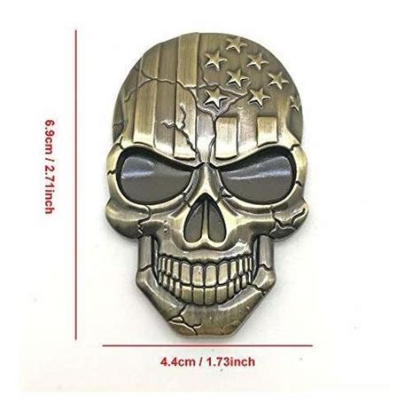 Emblemas 3d Metal Skull Car Emblem Sticker Esqueleto Motocic Cuotas