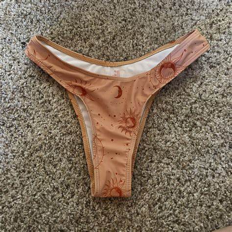 Sun And Moon Tan Orange Bikini Swimsuit Cheeky Bottom Gem