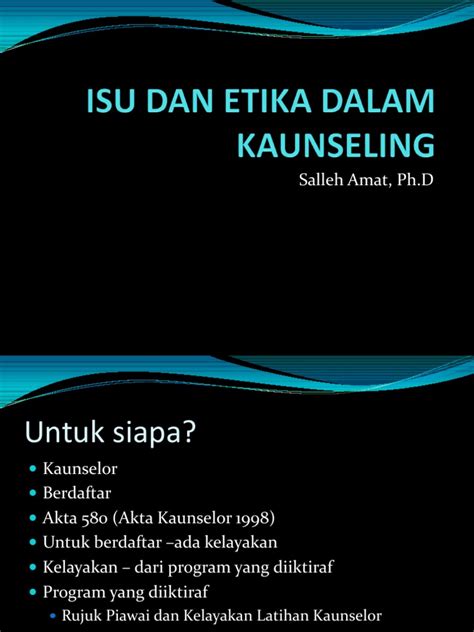 Pdf Bahan Bacaan Tambahan Isu Etikaisu Dan Etika Dalam Kaunseling