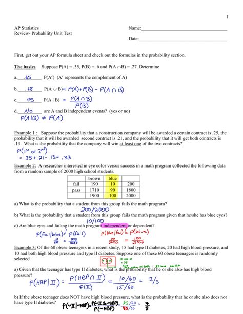 Ap Stats Probability Cheat Sheet