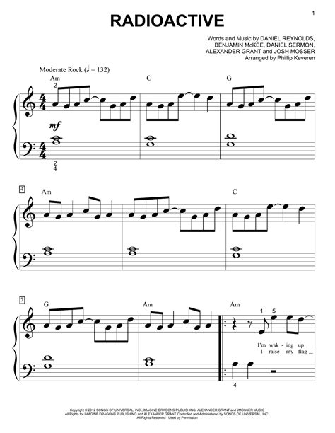 Imagine Dragons Radioactive Sheet Music Download Printable Pdf