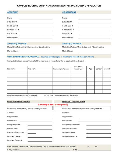 Fillable Online Housing Application Forms Fax Email Print Pdffiller