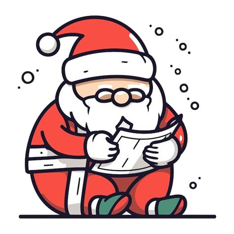 Premium Vector Santa Claus Reading A Book Vector Illustration Santa