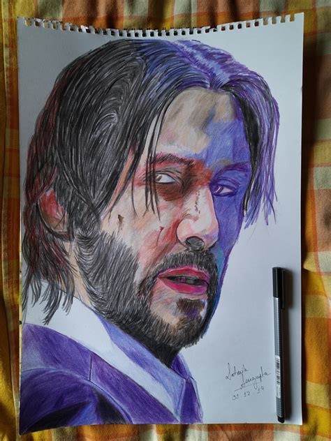 John Wick Art By Me Using Color Pencils R Zhcsubmissions