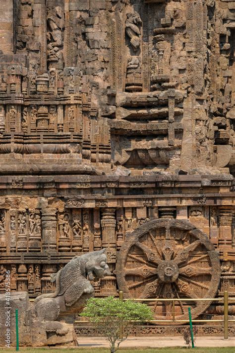 Detail of the Sun Temple was built in the 13th century and designed as ...