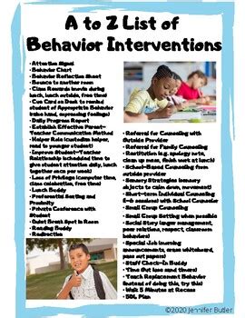 A-Z List of Behavior Interventions by Counseling By the Sea | TPT