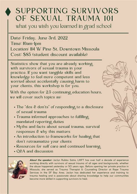 Professional Workshop Supporting Survivors Of Sexual Trauma 101