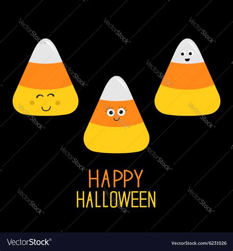 Candy corn set with funny faces Happy Halloween Vector Image