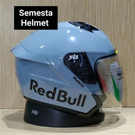 Jual Helm Half Face Rsv Putih Paket Ganteng Leopard Dan Redbull