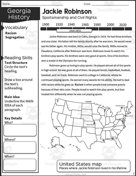 2nd Grade Reading Packet Jackie Robinson By Teach Simple