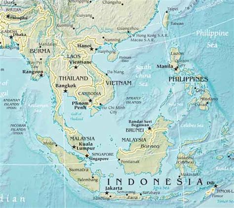 physical map  southeast asia