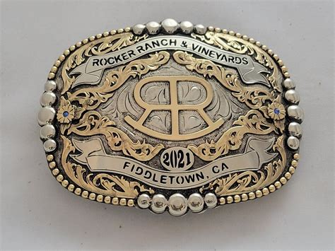 Trophy Western Belt Buckle Custom Made German Silver Hand Engraved