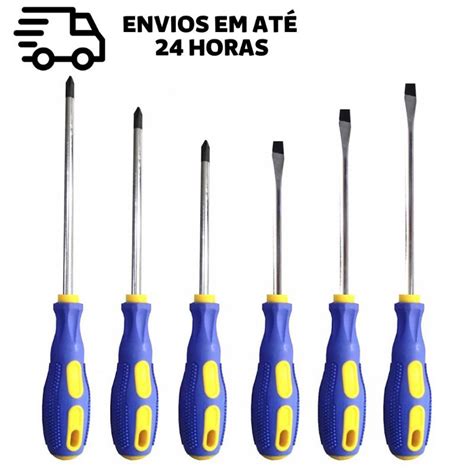 Kit Jogo De Chave De Fenda Phillips 6 Peças Imantadas Shopee Brasil