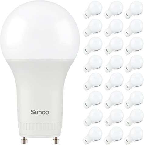 Sunco 24 Pack GU24 LED Light Bulbs 2 Prong A19 CRI91 3000K Warm White