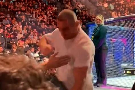 Ufc 296 Video Sean Strickland Leaps Over Seats To Brawl With Dricus Du