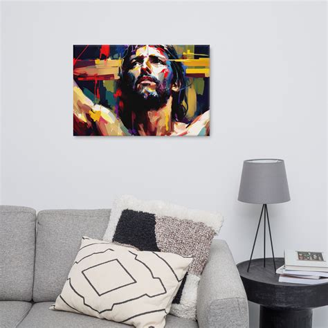 Canvas Print Ai Generated Art Abstract Painting Of Jesus On The Cross