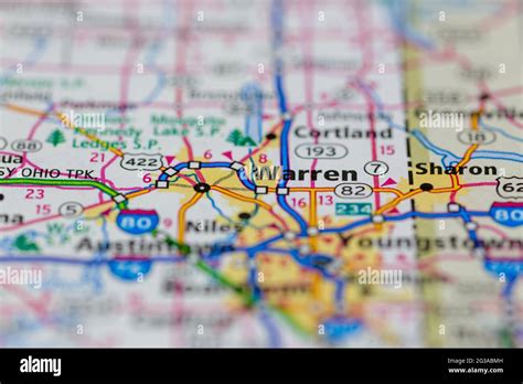 Warren Ohio USA shown on a Geography map or Road map Stock Photo - Alamy