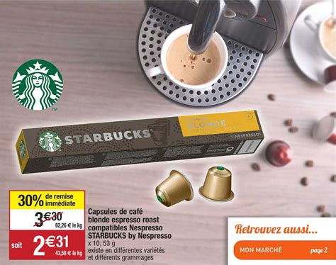 Offre 10 Capsules De Café Blonde Espresso Roast Ou Lungo Pike Place Roast Starbucks By Nespresso