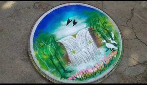 Rangolis for competition : Nature scenery rangoli – Easy Rangoli Designs