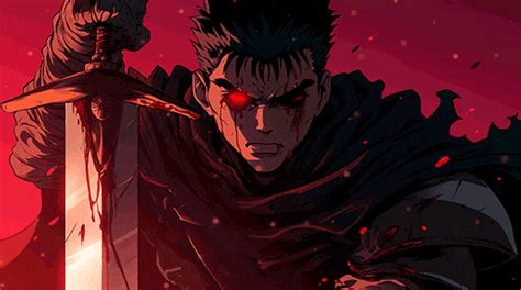 Free Anime Berserk Guts Red Glowing Eye GIF Desktop Wallpaper